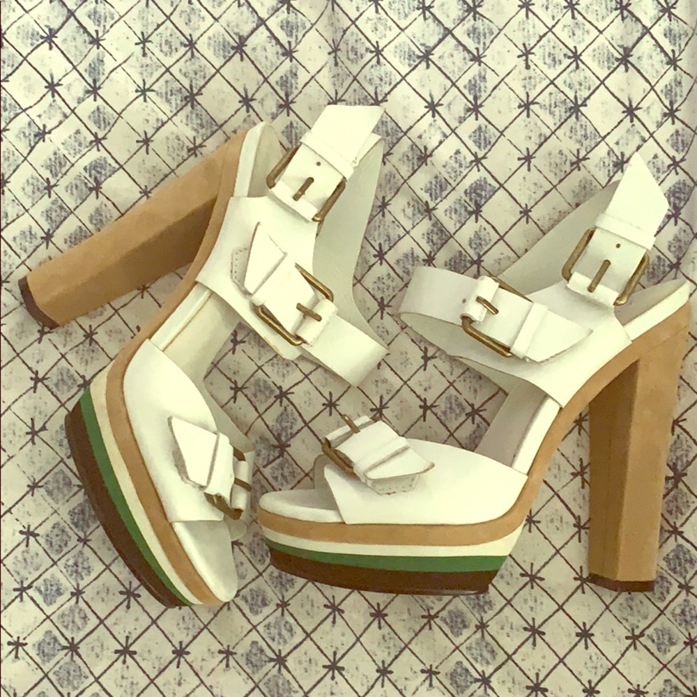 White Aldo heeled sandals